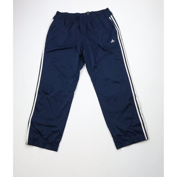 Vintage Y2K Adidas Mens 2XL Spell Out Striped Lined Wide Leg Windbreaker Pants